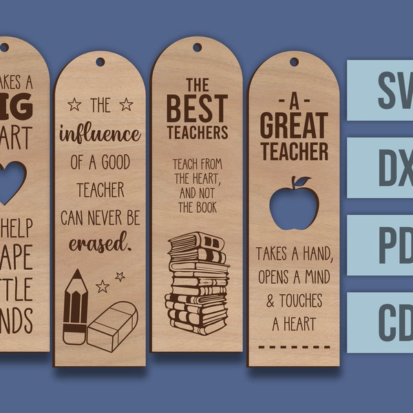 Laser cut file - Set of 4 Teachers Bookmarks