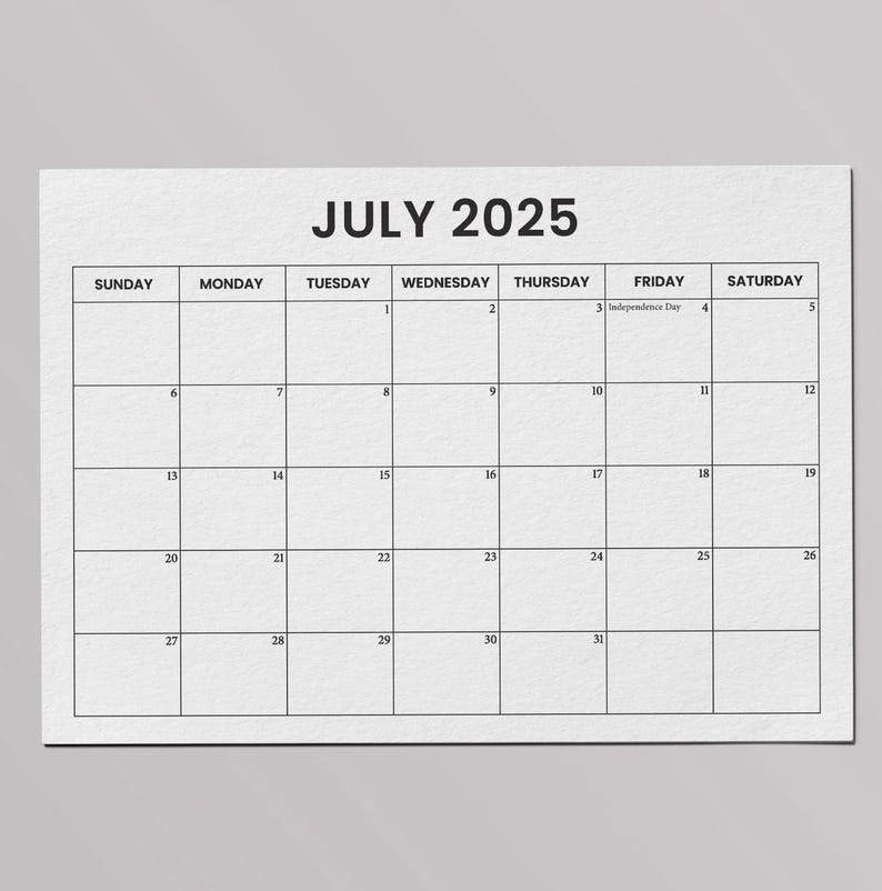 July 2025 Calendar With Holidays, Sunday & Monday Start, Printable ...