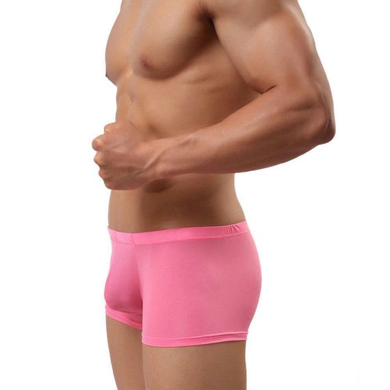 Men s Ultra Thin Silky Semi transparent Boxer Shorts Ice Silk