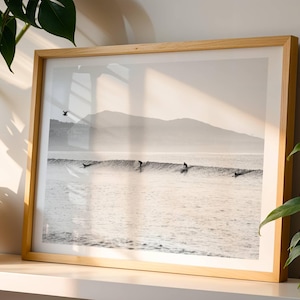 Fine Art Surf Print -  California Party Wave Black and White Photography Framed Ocean Beach Home Wall Decor