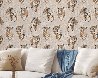 Tigers  in the desert - Peel & Stick Wallpaper - Removable Self Adhesive and Traditional wallpaper  3281