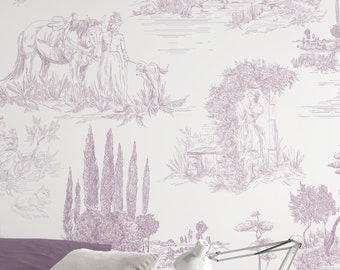 Toile wallpaper - Peel and Stick - Traditional wallpaper - Removable Self Adhesive design  3575