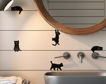 Cats play, abstract design, animals wallpaper  - Peel and stick wallpaper, Removable , traditional wallpaper -  3315