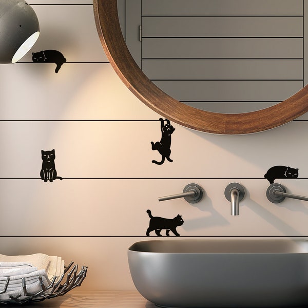 Cats play, abstract design, animals wallpaper  - Peel and stick wallpaper, Removable , traditional wallpaper -  3315