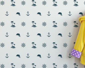 Nautical Wallpaper  - Peel & Stick Wallpaper - Removable Self Adhesive and Traditional wallpaper #3532
