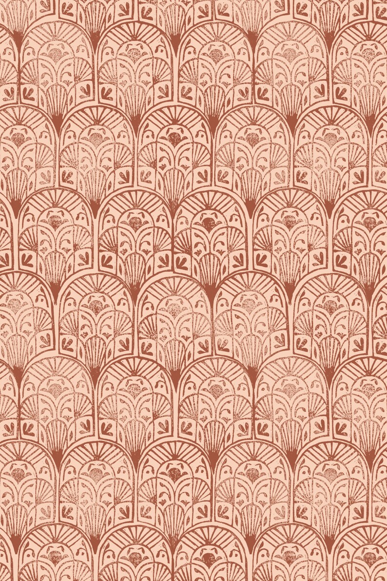 Boho design, red stamps, abstract, art deco Peel and stick wallpaper, Removable , traditional wallpaper 3225 image 6