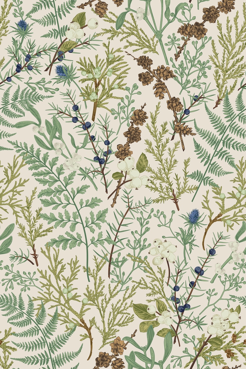 Removable and Renter Friendly, Fern Botanical Wallpaper, Peel and Stick and Traditional Wallpaper, Leaves Wall Art, Self Adhesive 3453 image 10