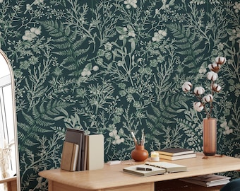 Removable and Renter Friendly, Fern Botanical Wallpaper, Peel and Stick and Traditional Wallpaper, Leaves Wall Art, Self Adhesive 3454