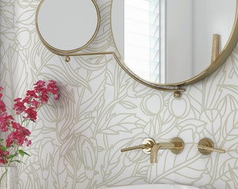 Renter friendly neutral botanical murals - Peel and stick and Traditional wallpaper #63065