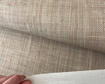 Natural Grasscloth Raffia rough Wallpaper Natural fibers in beige color with gray tones 45015