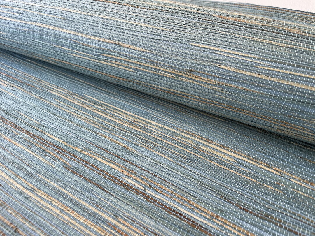 Natural Grasscloth Hemp Wallpaper Light Blue Beige Natural 41058 - Etsy