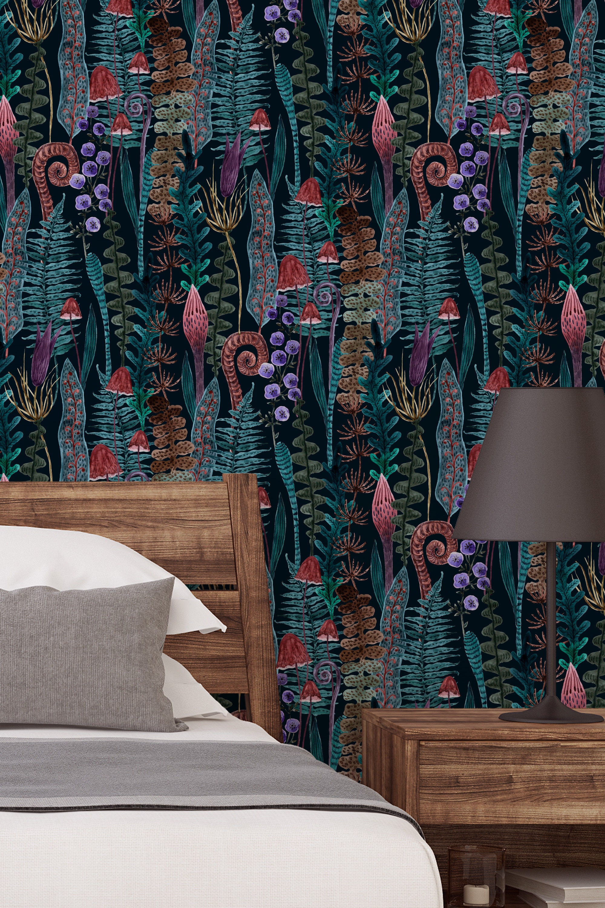 Botanical Wallpaper Murals Secret Garden at Night Peel and - Etsy
