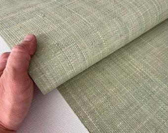 Natural Grasscloth Raffia rough Wallpaper Natural fibers with gray and cold beige to light greenish color 45019