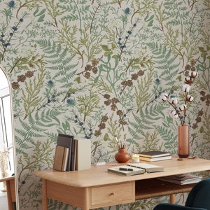 Removable and Renter Friendly, Fern Botanical Wallpaper, Peel and Stick and Traditional Wallpaper, Leaves Wall Art, Self Adhesive 3453 image 7