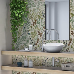 Removable and Renter Friendly, Fern Botanical Wallpaper, Peel and Stick and Traditional Wallpaper, Leaves Wall Art, Self Adhesive 3453 image 6