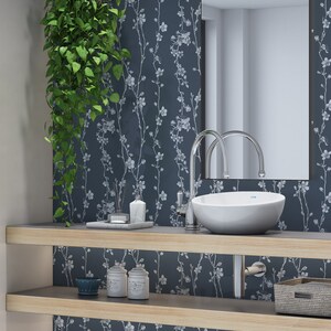 Renter Friendly Sakura Dark Wallpaper Murals Peel and Stick Wallpaper ...