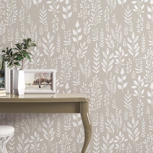 Boho herbs Removable self-adhesive wallpaper, Temporary Minimalistic Wallpaper, Peel and Stick canvas and traditional vinyl wallpaper 3305