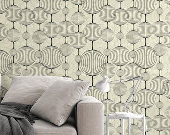 Art Deco Classic Wallpaper spherical chandelier Candelabras Balloon - Peel and stick, Removable , traditional wallpaper  3362