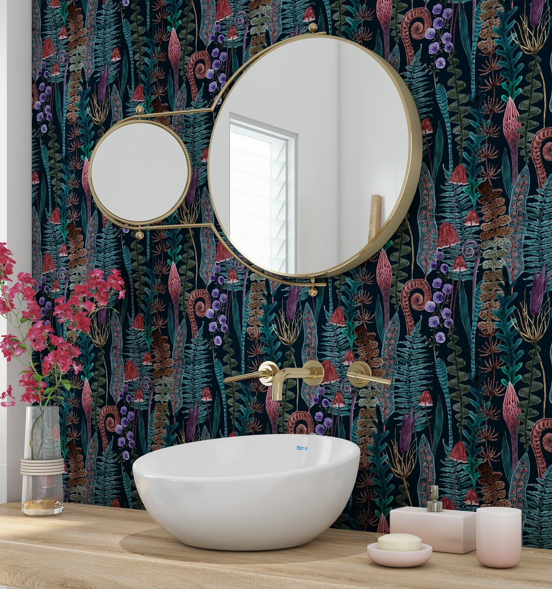 Botanical Wallpaper Murals Secret Garden at Night Peel and Stick