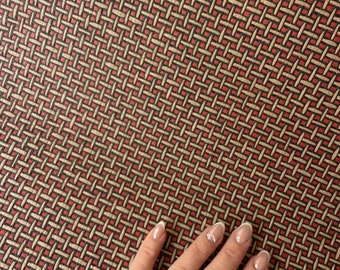 Natural Grasscloth Hemp Wallpaper painted with a geometric pattern in a dark burgundy color 46813