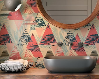 Modern design, multicolor, abstract shapes  -Self Adhesive Traditional Peel and stick wallpaper 53031