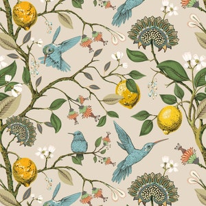 Hummingbirds and lemons Peel & Stick Wallpaper Removable Self Adhesive and Traditional wallpaper 3284 image 5
