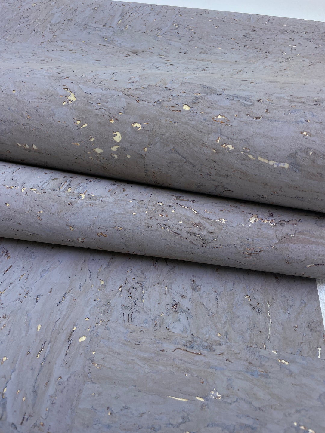 Natural Cork Wallpaper Basic Color Gray Matte With Metallic Silver