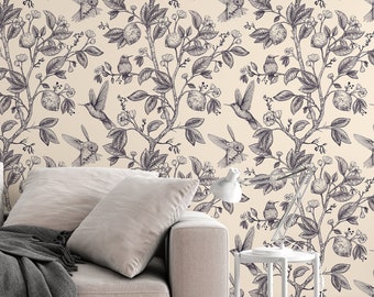 Hummingbirds in the forest - Peel & Stick Wallpaper - Removable Self Adhesive and Traditional wallpaper  3133