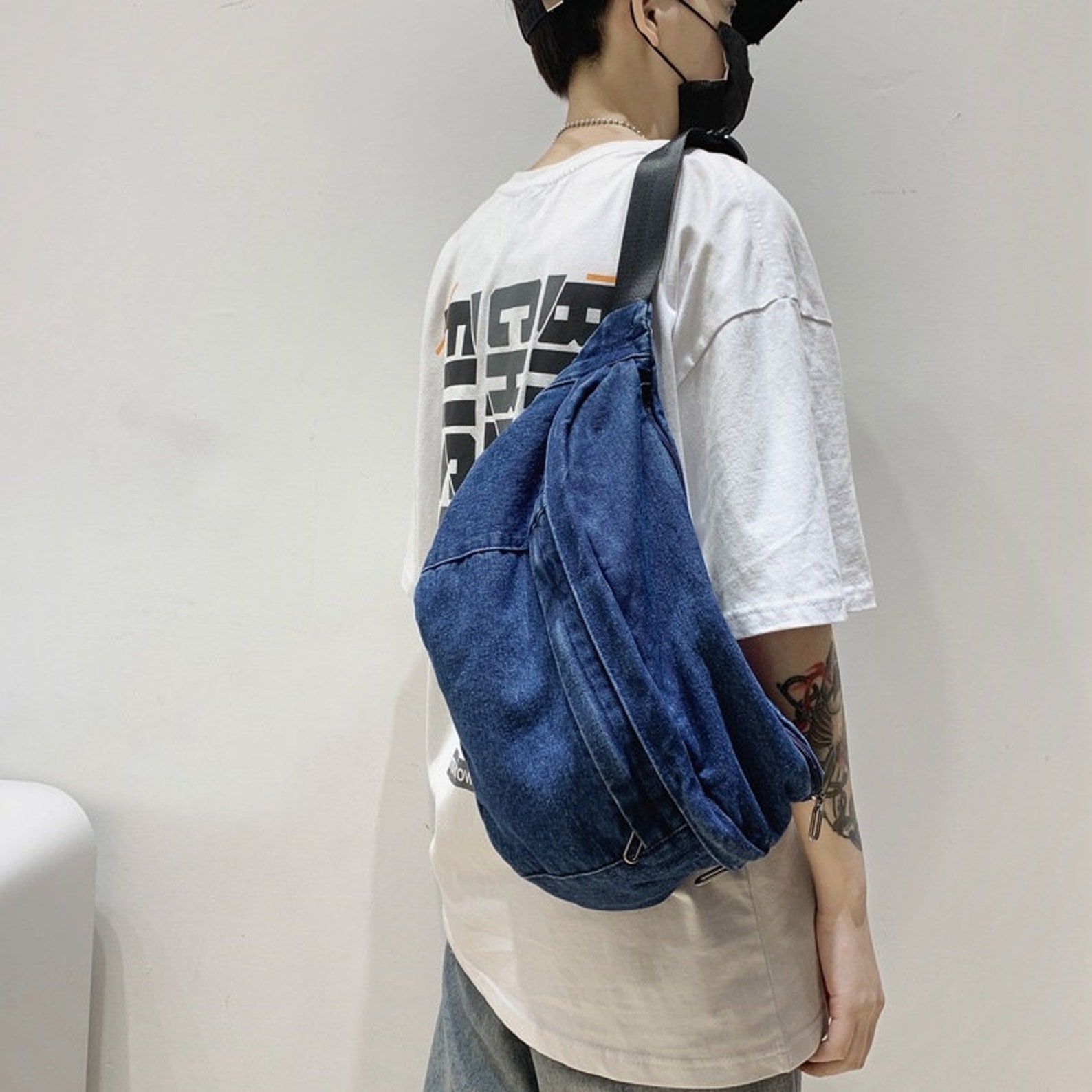 Washable Canvas Denim Messenger Bags Large capacity Shoulder - Etsy