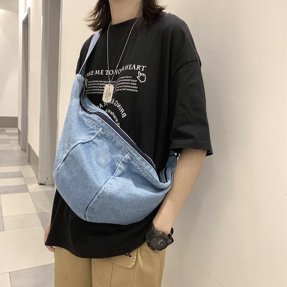 Denim Canvas Crossbody Bag Denim Messenger Bags Shoulder Etsy