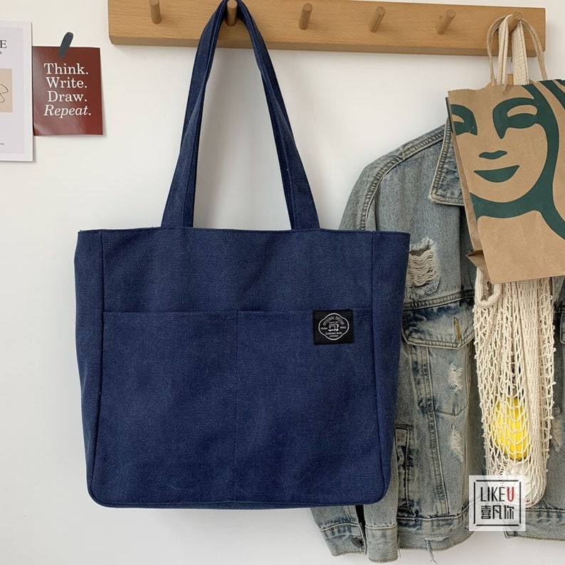 Japanese Multi-pocket Canvas Shoulder Tote Bag Canvas - Etsy