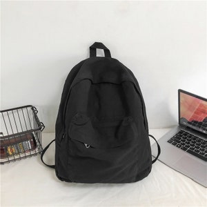 16 Inch Korean Solid Color Canvas Backpack Large Capacity - Etsy