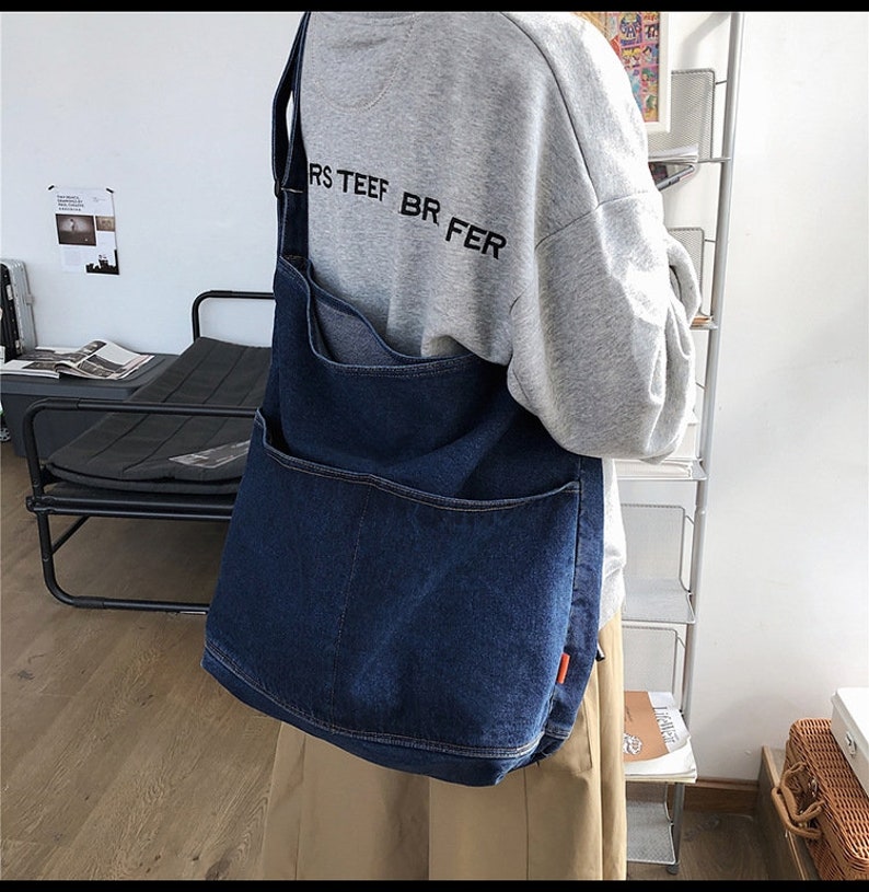 Denim Canvas Shoulder Bags Denim Crossbody Bags Messenger - Etsy