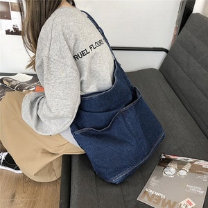 Denim Canvas Shoulder Bags, Denim Crossbody Bags, Messenger Bags, Denim ...