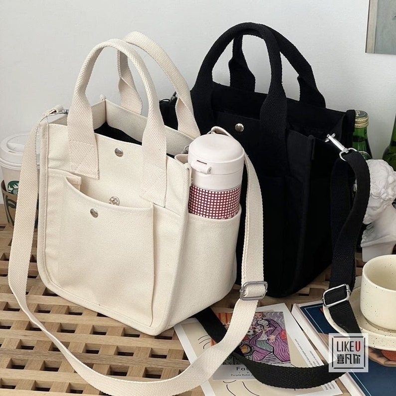 Japanese Multi-pocket 3D Canvas Shoulder Tote Bag, Canvas Handbag,Vintage Shoulder Bag,Crossbody Bag,Fashion Tote Bag, Eco Bag,Messenger Bag 