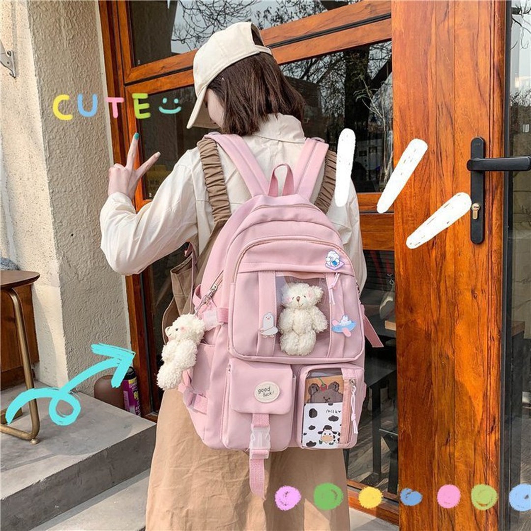 Sac à dos Kawaii avec épingles et accessoires Kawaii Grande