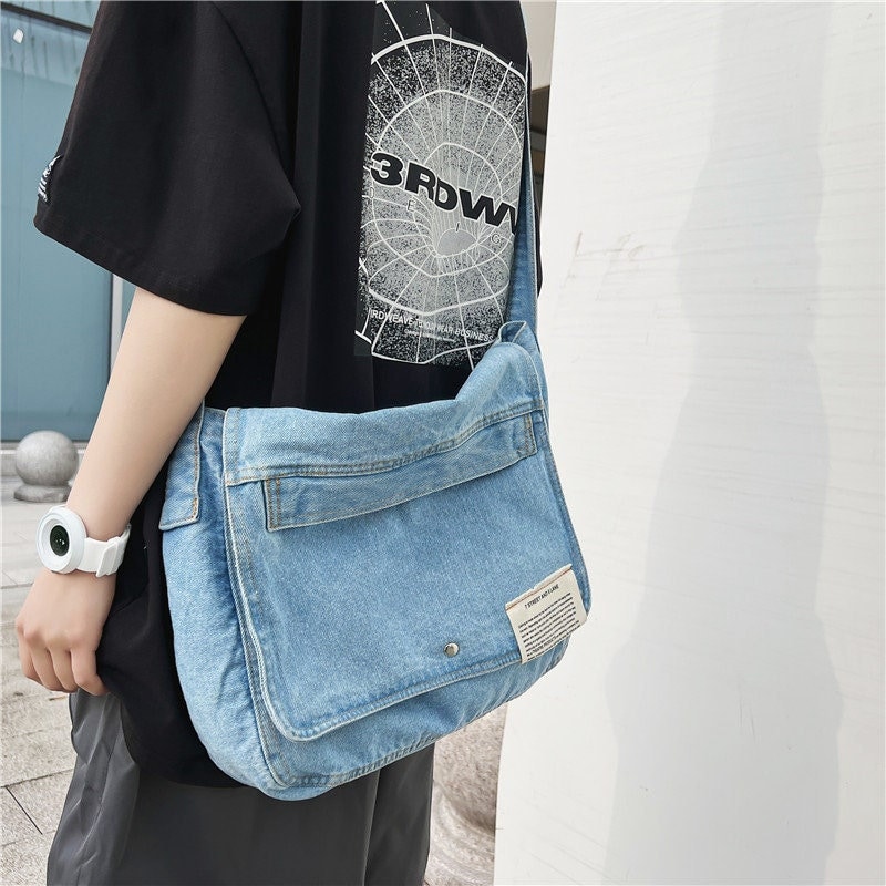 Blue Adjustable Denim Sling Bag 850 Gm Size 15x9 Inch lxw
