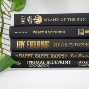 Real Black Books with Gold Font by The Foot - StyledShelves Interior Decor