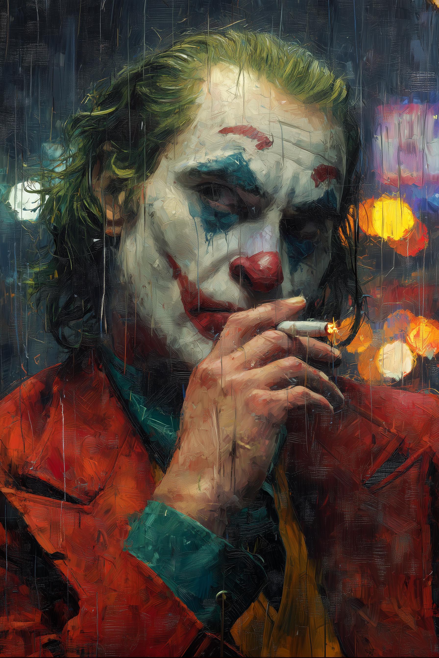 JOKER 油絵アート Joker Oil Painting on Canvas – Dark Comic Villain Art - Etsy
