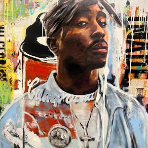 Tupac Shakur portrait painting ,Original Painting, One of a Kind, Wall Decor, Home Decoration