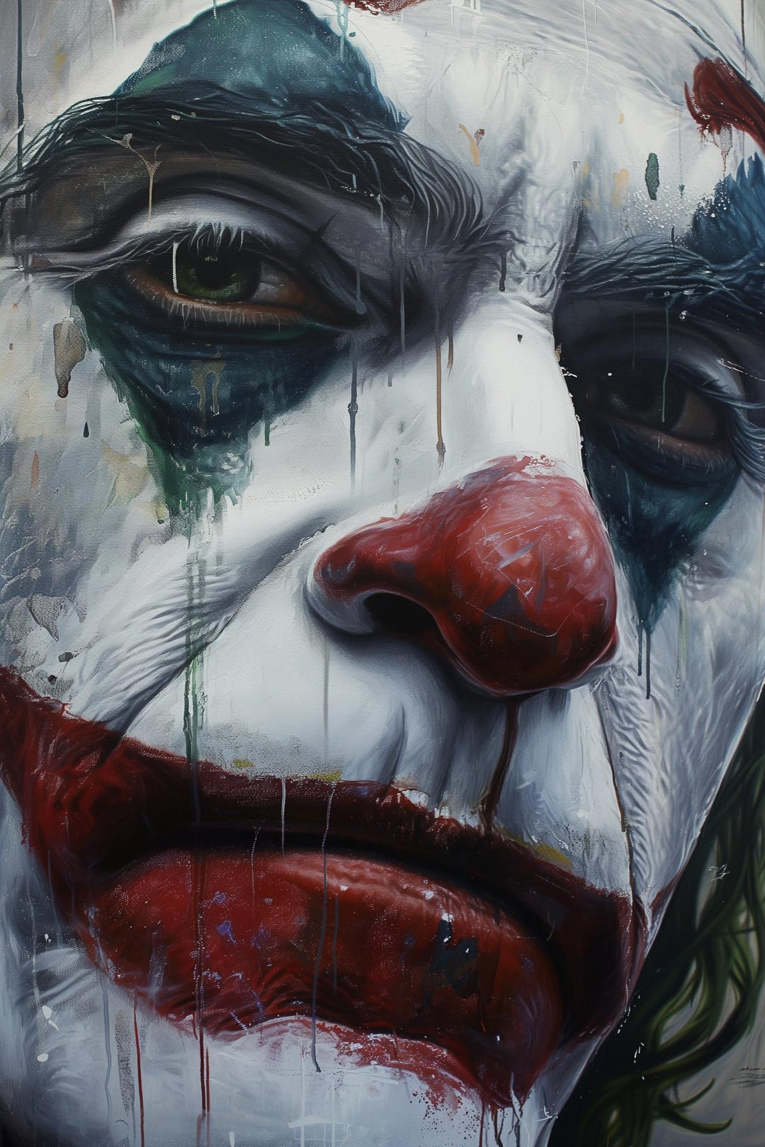 JOKER 油絵アート ジョーカーの肖像オリジナル油絵、ユニークな一点物、サイズ 36x48