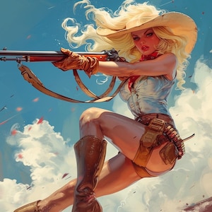 Cowgirl - dipinto a olio, dipinto a olio unico nel suo genere, arte occidentale