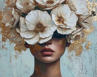 Floral Serenity,  Original Painting, One of a Kind, Wall Art