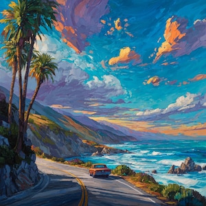 Big Sur- oil painting , Size: 36x36 inches, Original Painting, One of a Kind, Wall Decor, Home Decoration