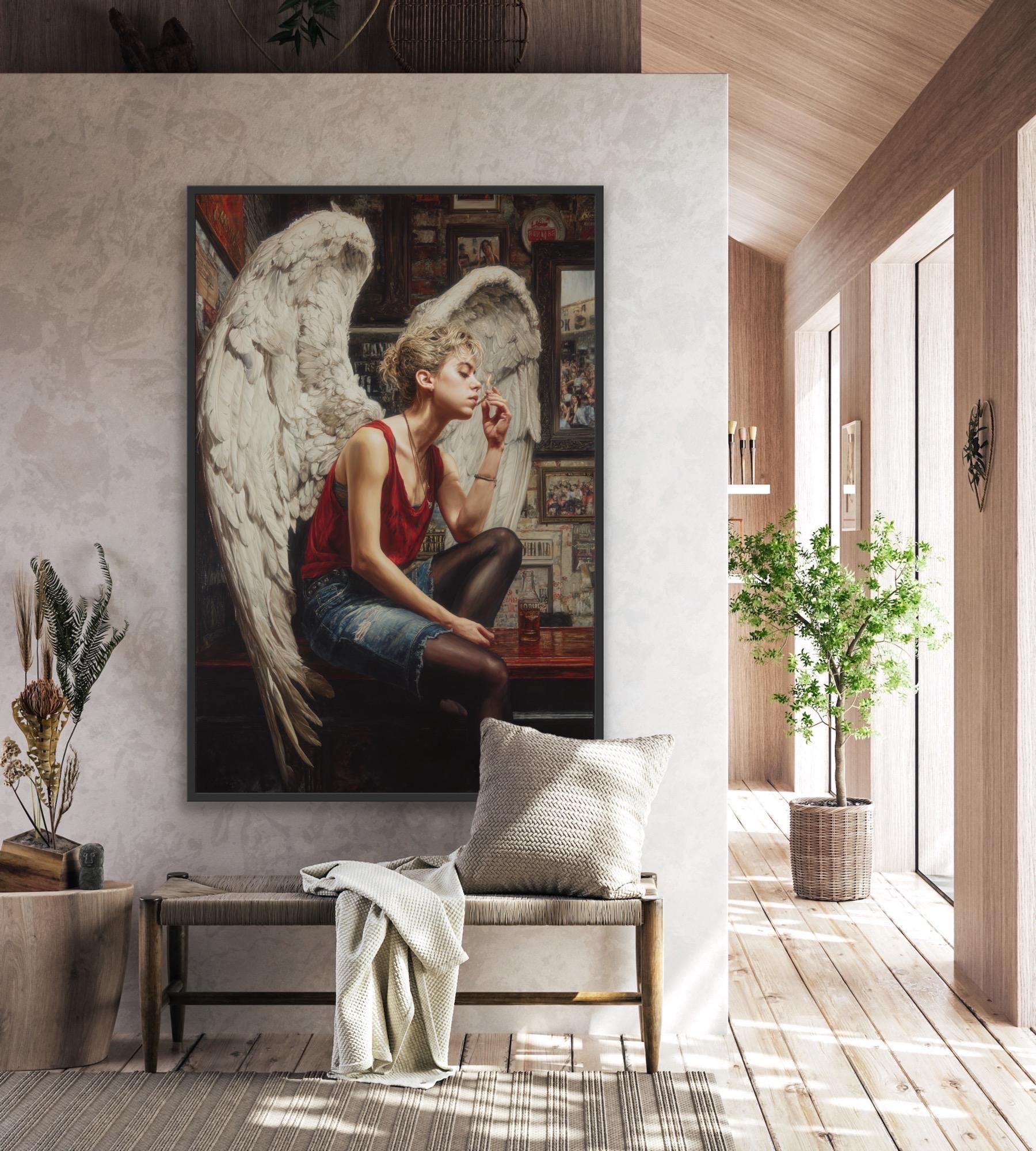 天使 - 油絵、オリジナル絵画、一点もの、アートコレクション、サイズ