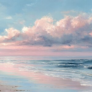 South Beach Miami Sunset Oil Painting: Coastal Wall Art (30x48 inches)