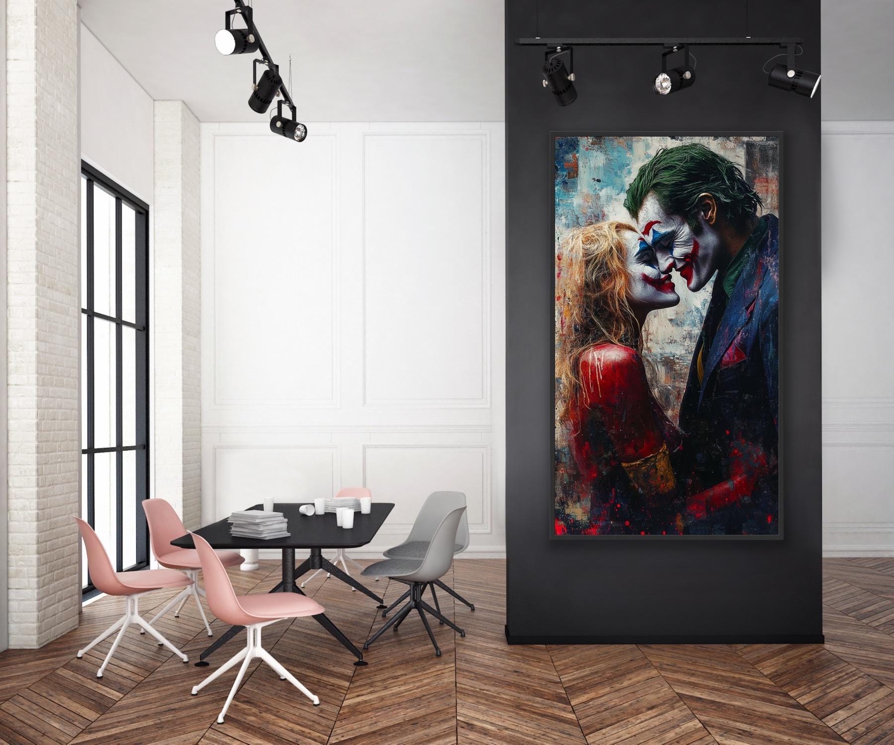 ジョーカーとハーレイ・クインの油絵：オリジナルアートコレクション