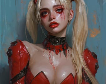 Harley Girl Original Oil Painting  36x36 inches One-of-a-Kind Canvas Art