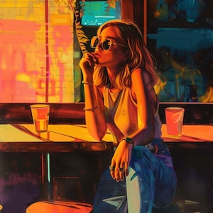 Golden Hour Dipinto originale a olio su tela, dimensioni 34x34 pollici