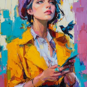 Colorful Woman Portrait- 30x30 inches- Oil Painting